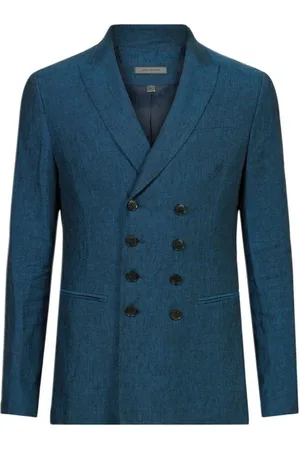 John Varvatos Slim Fit Double Breasted Peak Lapel Jack Empire Blue