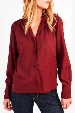 ICODE Burnt Earth Shirt Embroidered With Indian Flowers