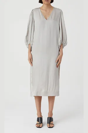 Closed Puff Sleeve Dresses Grey Alabaster