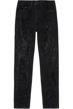 The Kooples Jean Slim Noir Logo Strass Black Washed