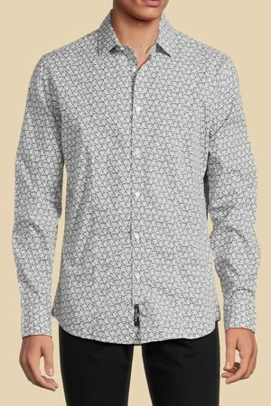Guess GUESS Italian Colla Rou Aop White And Blue Casual Shirt
