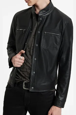 John Varvatos Snap Down Reversible Jacket With Wire In Black