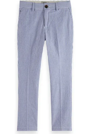 Scotch&Soda Regular-slim-fit- Seersucker Chino Pants Blue Stripe