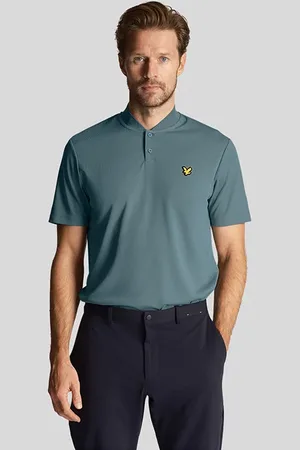 Lyle & Scott Bomber Collared Polo Shirt Iron Blue