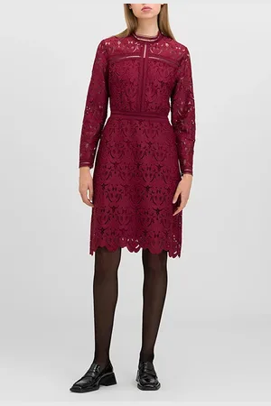 Ivy & Oak Mona Mini Length Lace Dress Berry Red