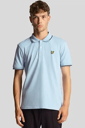 Lyle & Scott Tipped Polo Shirt Light Blue/ Dark Navy