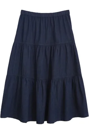 White Stuff Mia Tiered Denim Mini Skirt Dk Denim