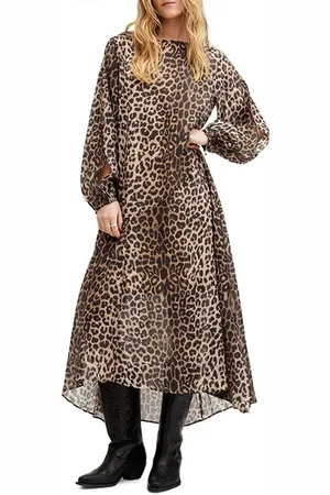 AllSaints Jane Leppo Dress Leopard Brown