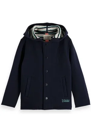 Scotch&Soda Button-through Bonded Jersey Hooded Sweatshirt Night