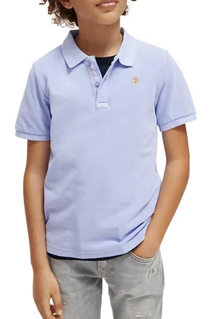 Scotch&Soda Garment-dyed Short-sleeved Pique Polo Bluebell