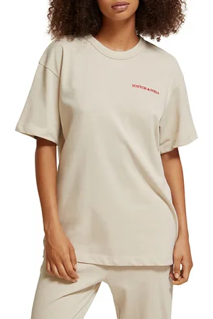 Scotch&Soda Unisex Organic Cotton Crewneck T-shirt Stone