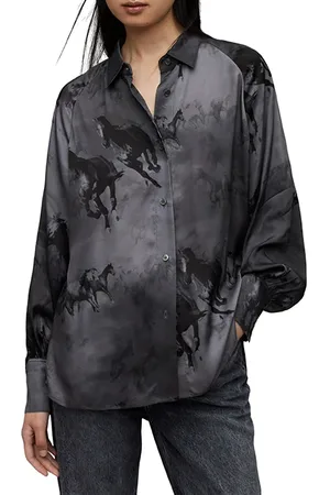 AllSaints Oana Dionne Shirt Slate Grey