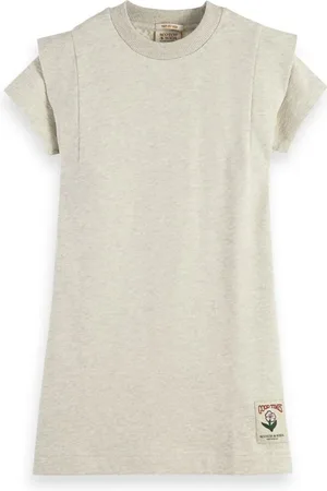 Scotch&Soda Folded Shoulder Short- Sleeved Sweat Dress Grey Melange