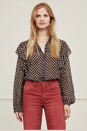 Fabienne Chapot Bibi Long Sleeve Blouse Black/crazy Clay