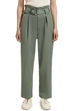 Scotch&Soda Daisy - High Rise Straight Leg Paper Bag Pant Seaweed