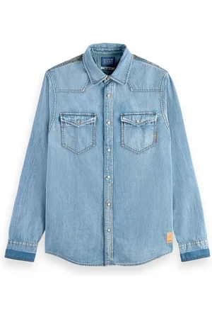 Scotch&Soda Regular-fit Reworked And Repaired Denim Western Shirt Washed