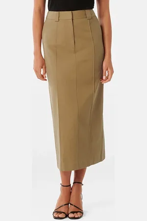 Forever New Pippa Pintuck Maxi Skirt Neutral