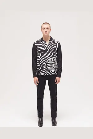 The Kooples Chemise Bi-colore Print Zebra Black White