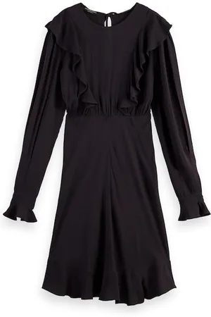 Scotch&Soda Ruffled Hem Mini Dress Black Sky