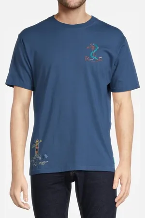 Scotch&Soda Placed Embroidery Artwork T-shirt Ocean Blue