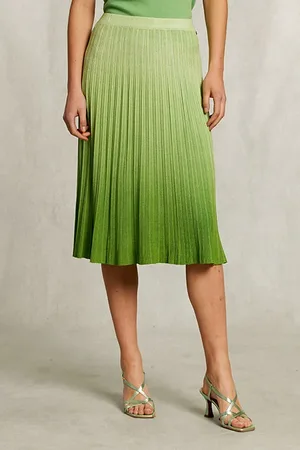 River Woods Green Gradient Midi Skirt Green