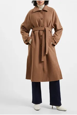 French Connection Fawn Felt Coat. Brown