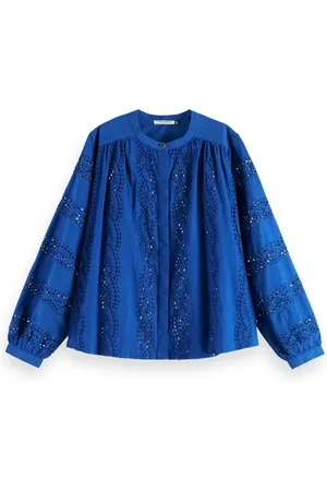 Scotch&Soda Shirt With Broiderie Anglaise Electric Blue