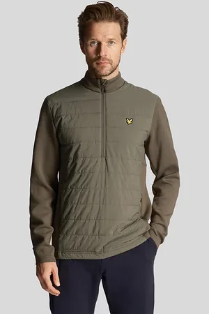 Lyle & Scott Baffle Quilted Quarter Zip Midlayer Cactus Green