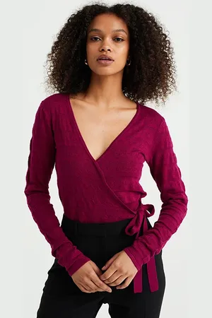 WE Fashion Knitted Cardigan Dark Purple