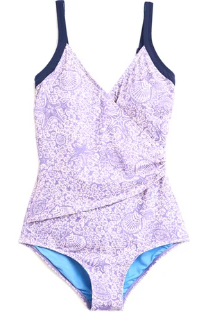 White Stuff Bay Wrap Swimsuit Purple Print