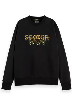 Scotch&Soda Scotch Flowers Relaxed-fit Raglan Sweatshirt Black