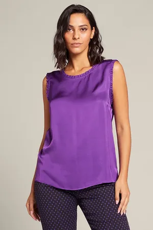 Elena Miro Satin Top Violet