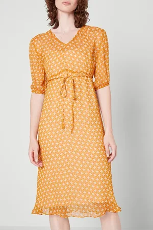 American Vintage A-line V-neck Printed Midi Dress Eliane