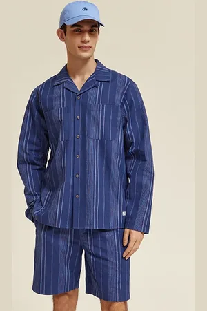 Scotch&Soda Space Dye Stripe Shirt Navy Blue Stripe
