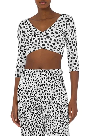 Moschino Leopard Print Organza Crop Top White