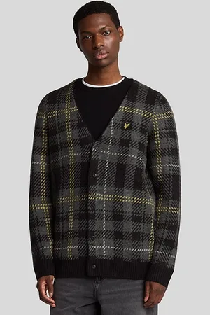 Lyle & Scott Brushed Tartan Cardigan Jet Black