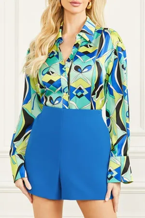 Guess GUESS Lisa Shirt Popeline Green Button-down Slipknot