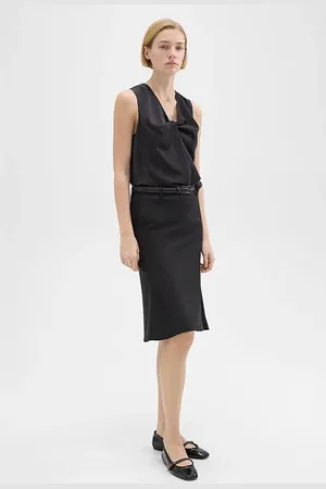 THEORY Wool Gabardine Trumpet Skirt Black