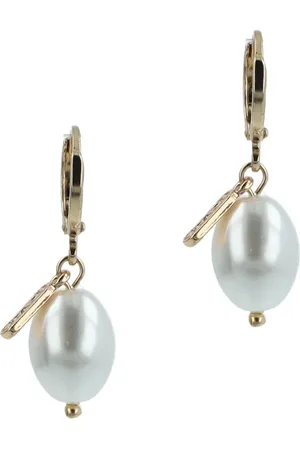 Otazu Dangling White Pearl Earrings White