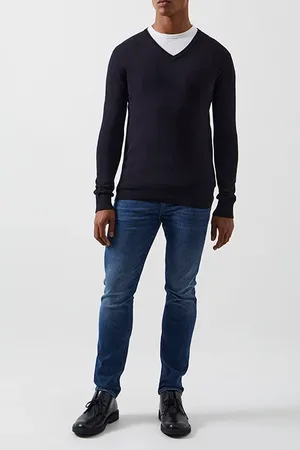 French Connection V-neck Knit Jumper Dark Navy
