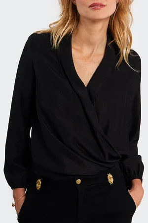 ICODE Black Shawl Collar Blouse