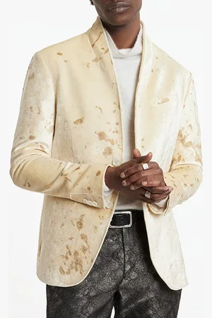 John Varvatos Slim Fit Button Closure Short Shawl Coll Sand
