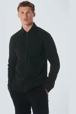 No Excess Overshirt Zipper Closure Sweat Black