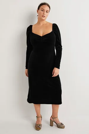 Boden Velvet Jersey Midi Dress Blk
