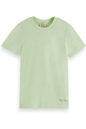 Scotch&Soda Girls Slim-fit Linen-blend T-shirt Pistache