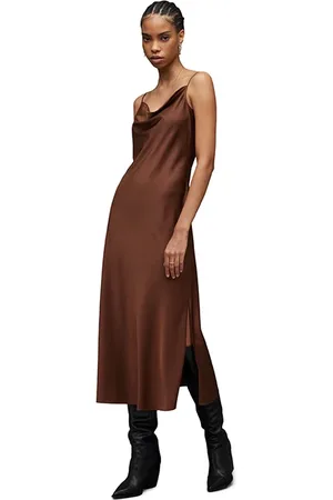 AllSaints Hadley Dress Warm Cacao Brown