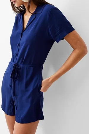 French Connection Rever Playsuit Dk Navy