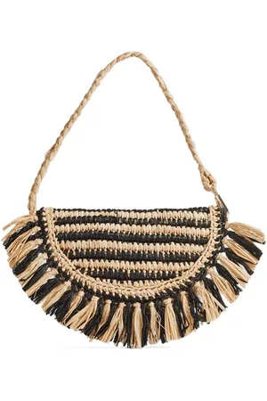 LK Bennett Luna Half Clutch Bag Natural/black