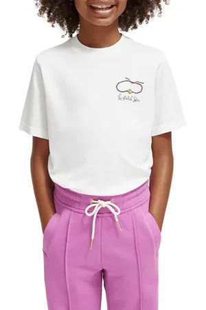 Scotch&Soda Girls Relaxed-fit Artwork T-shirt Off White