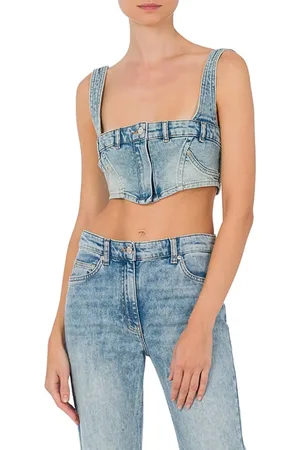 Moschino Stretch Denim Crop Top Blue